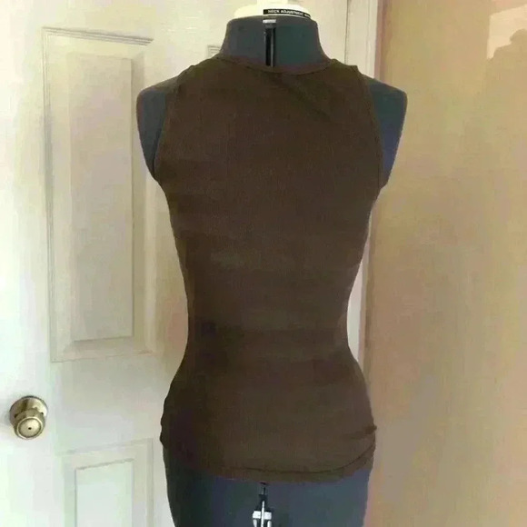 VTG 90s Y2K VS TeeShop dark brown tanktop stretches size medium - Picture 2 of 4